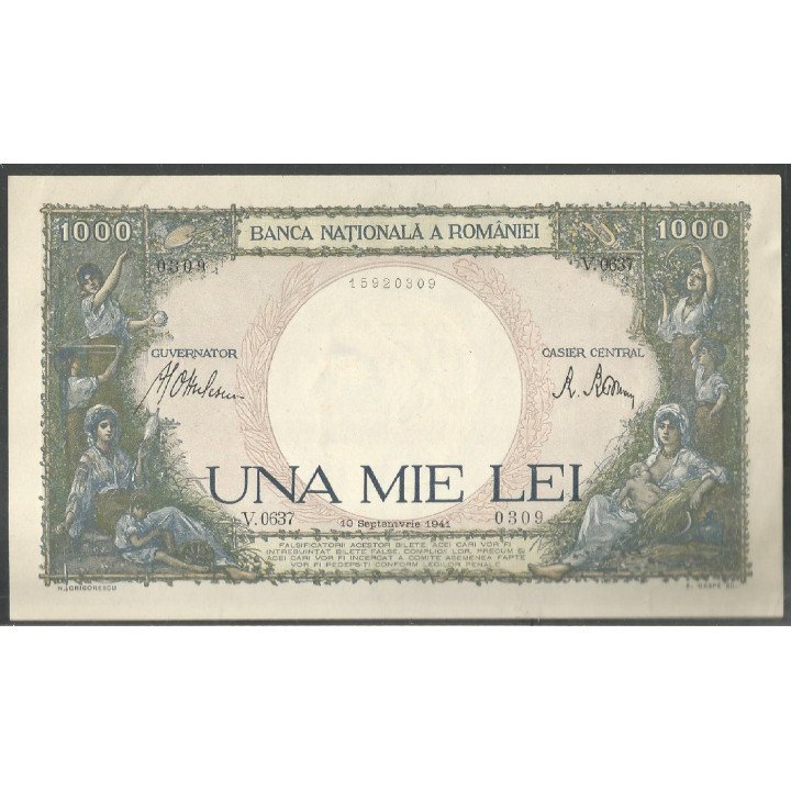 Rumania, 1.000 Lei 10 Sep 1941 P52a