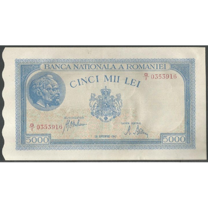 Rumania, 5.000 Lei 28 Sep 1943 P55