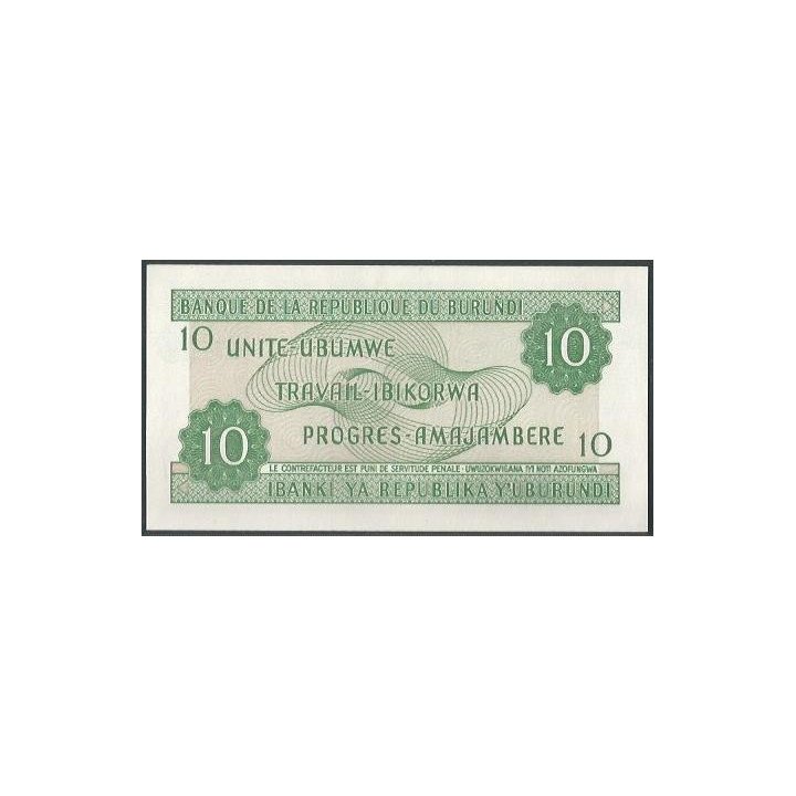 Burundi 10 Francs 1 Nov 2007 P33e reverso
