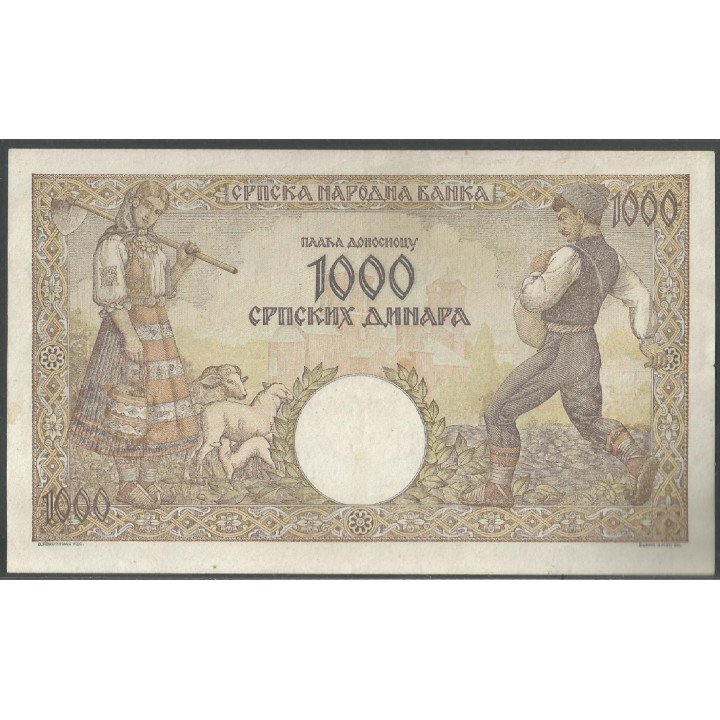 Serbia - Ocup. Alemania WWII, 1.000 Dinara 1 May 1942 P32b