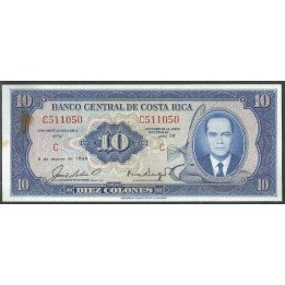 Costa Rica, 10 Colones 4 Mar 1969 P230a