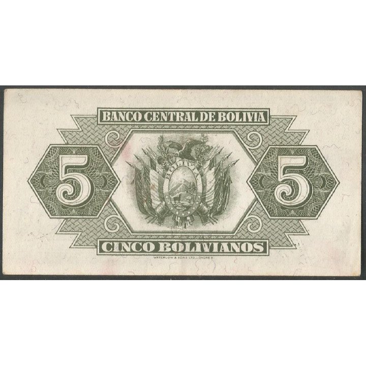 Bolivia, 5 Bolivianos L 20 Jul 1928 Serie W4 P129