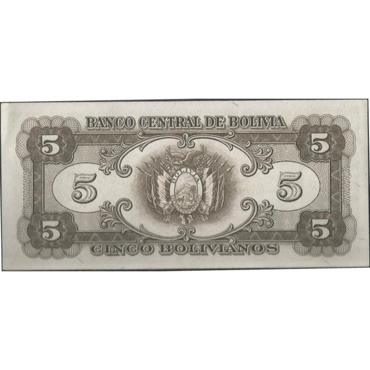 Bolivia, 5 Bolivianos L 20 Dic 1945 Serie E P138a3