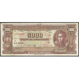 Bolivia, 5.000 Bolivianos L 20 Dic 1945 Serie A P150