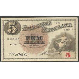 Suecia, 5 Kronor 1952 P33ai19