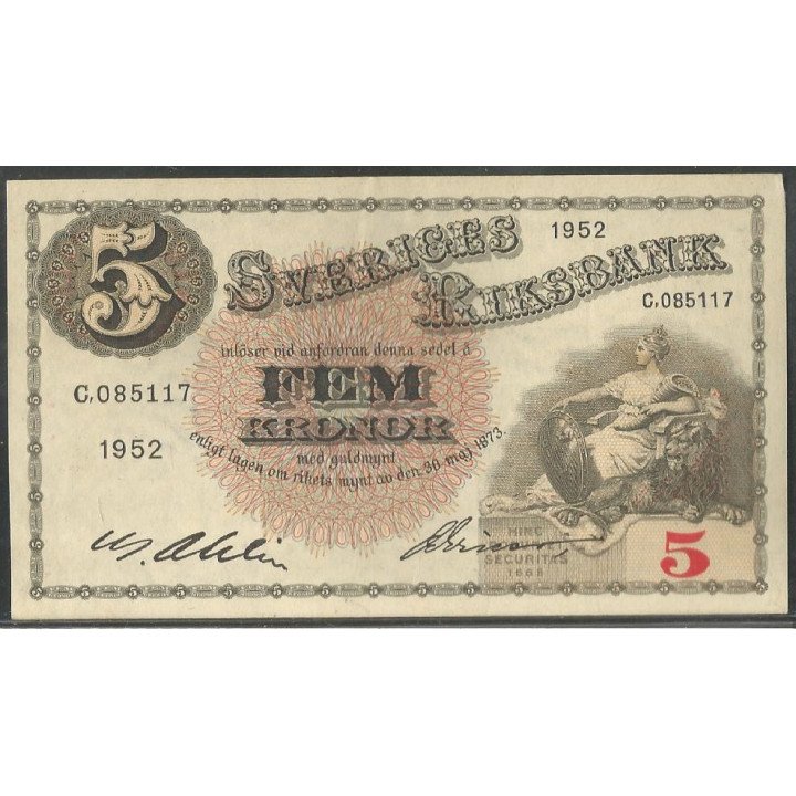 Suecia, 5 Kronor 1952 P33ai19