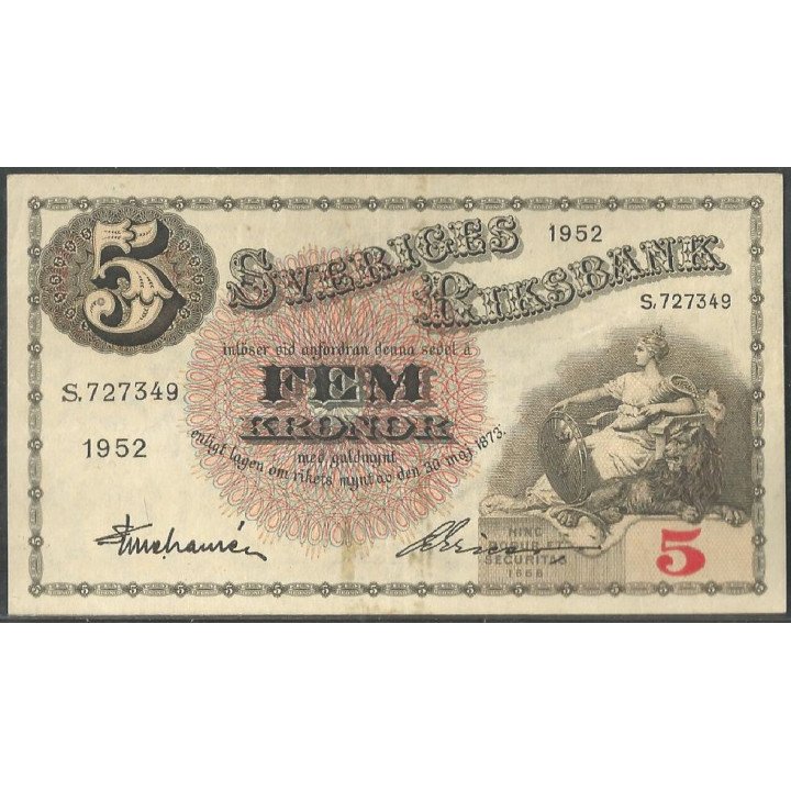 Suecia, 5 Kronor 1952 P33ai10