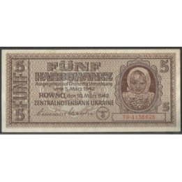 Ukrania - Ocupacion Nazi, 5 Karbowanez 10 Mar 1942 P51