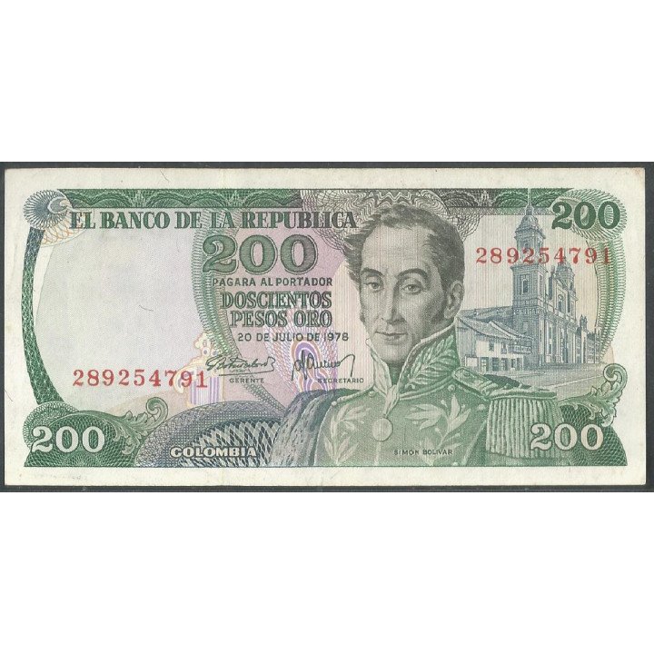 Billete de 200 Pesos 20 Jul 1978 8 Dig. BGW343