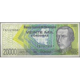 Nicaragua, 20.000 Cordobas ND1989 P160