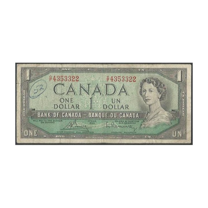 Canada 1 Dollar 1954 (1972-73) P75c
