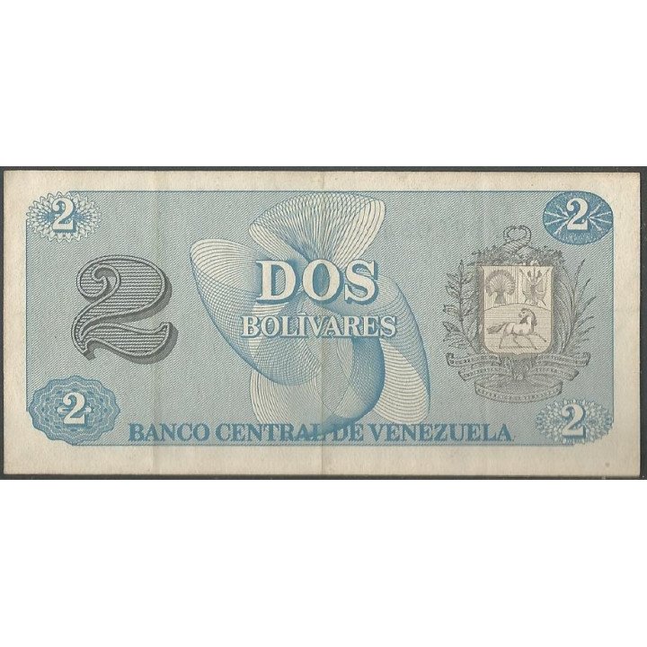 Venezuela 2 Bolivares 5 Oct 1989 AB 7 Dig P69 reverso