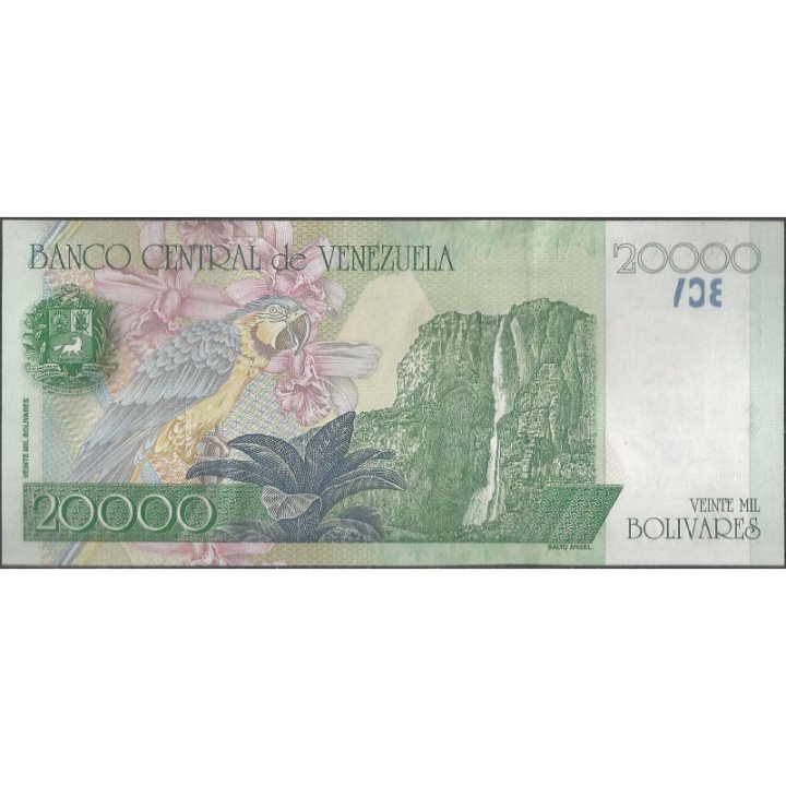 Venezuela 20.000 Bolivares 24 Ago 1998 A 8 Dig P82 reverso