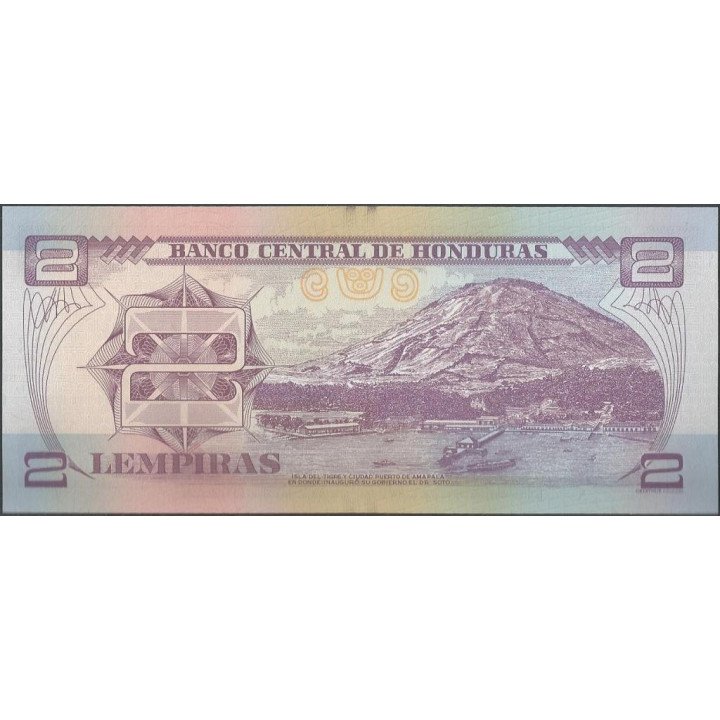 Honduras 2 Lempiras 1 Mar 2012 P97a reverso