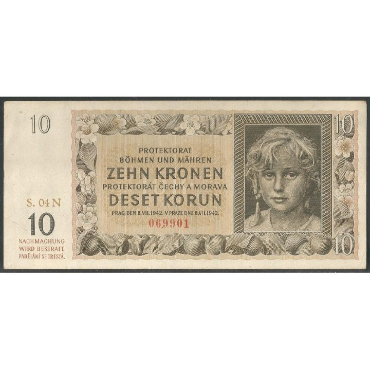 Bohemia & Moravia 10 Korun 8 Jul 1942 P8a