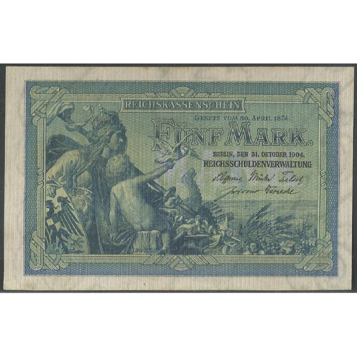 Alemania, 5 Mark 31 Oct 1904 P8a