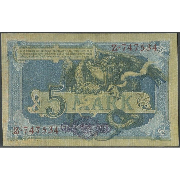 Alemania, 5 Mark 31 Oct 1904 P8a