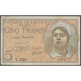 Argelia, 5 Francs 8 Feb 1944 P94a
