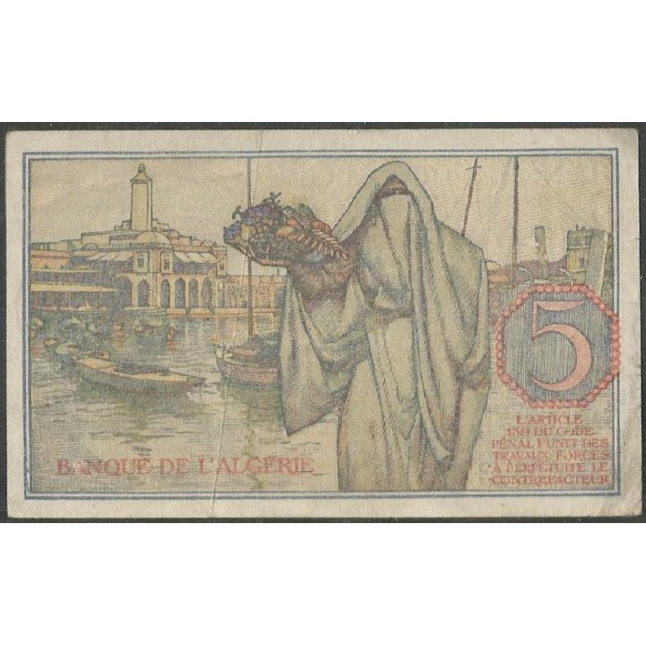 Argelia, 5 Francs 8 Feb 1944 P94a