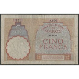 Marruecos, 5 Francs 14 Nov 1941 P23Ab