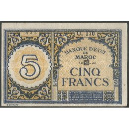 Marruecos, 5 Francs 1 Sep 1943 P33