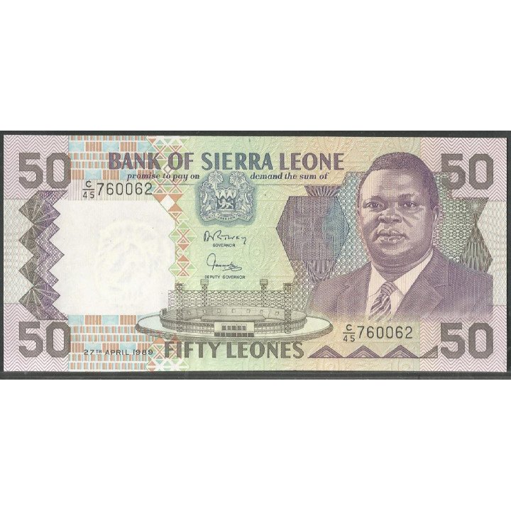 Sierra Leona, 50 Leones 27 Abr 1989 P17b