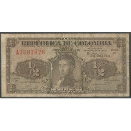 Billete de 1/2 Peso 16 Ene 1948 A 7 dig.  BGW010