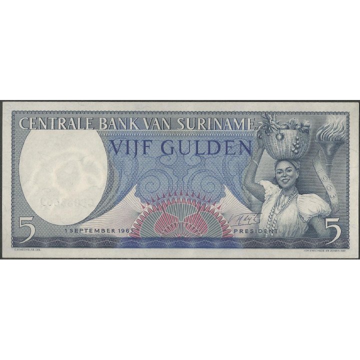 Suriname, 5 Gulden 1 Sep 1963 P120