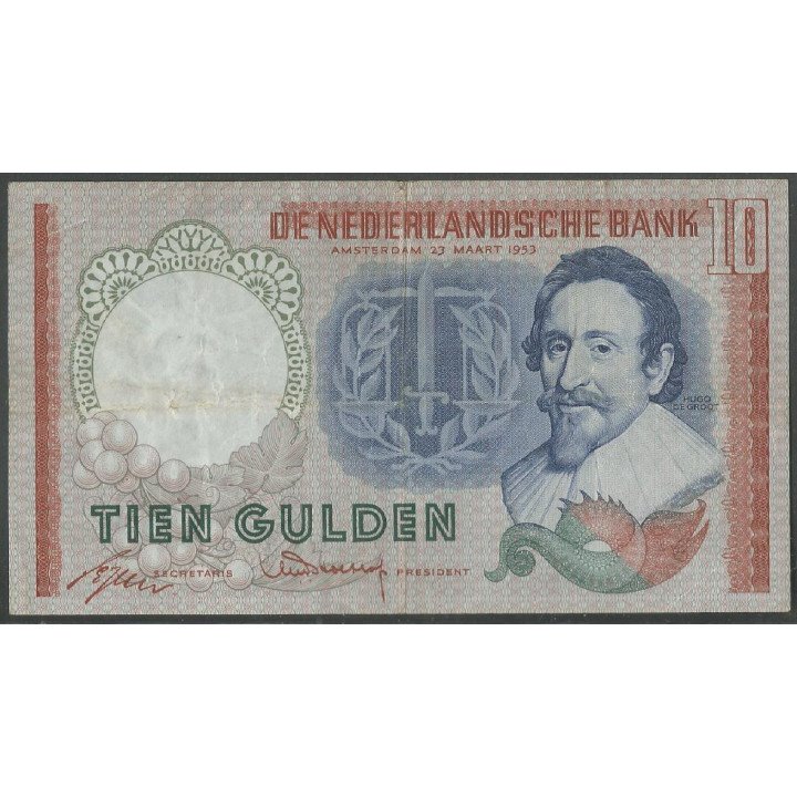 Holanda, 10 Gulden 23 Mar 1953 P85
