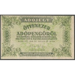 Hungria, 50.000 Adopengo 28 May 1946 P138b