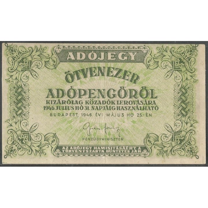Hungria, 50.000 Adopengo 28 May 1946 P138b