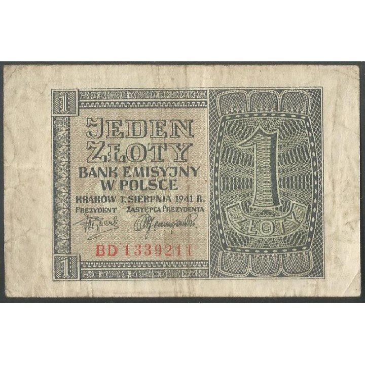 Polonia, 1 Zloty 1 Ago 1941 P99(2)