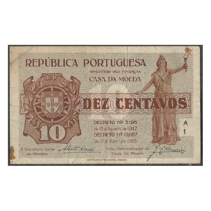 Portugal, 10 Centavos 11 Abr 1925 P101