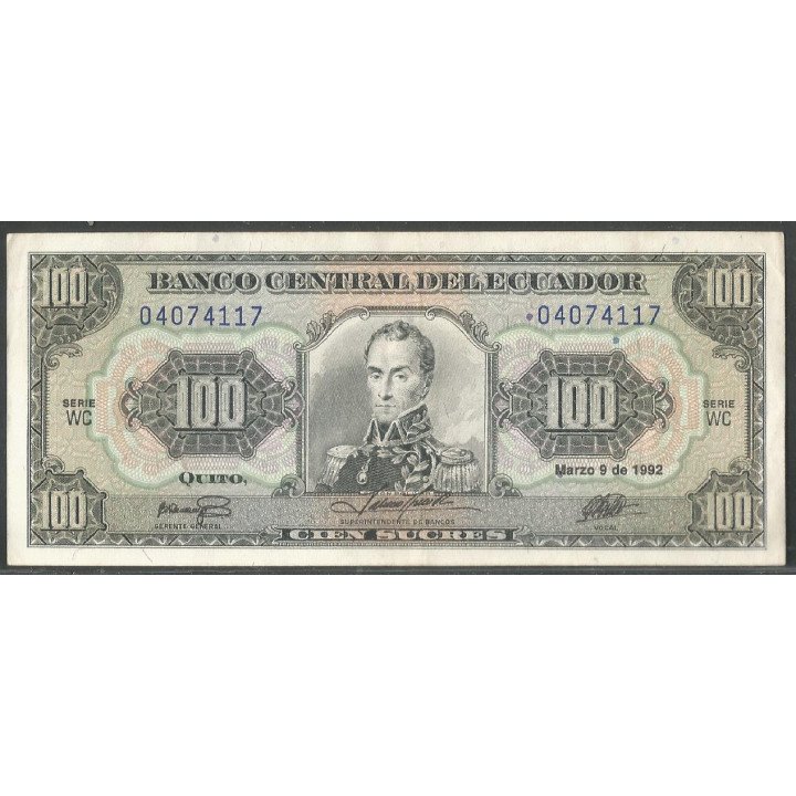 Ecuador, 100 Sucres 9 Mar 1992 WC P123Ab2