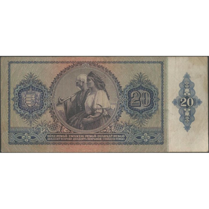 Hungria 20 Pengo 15 Ene 1941 P109 reverso