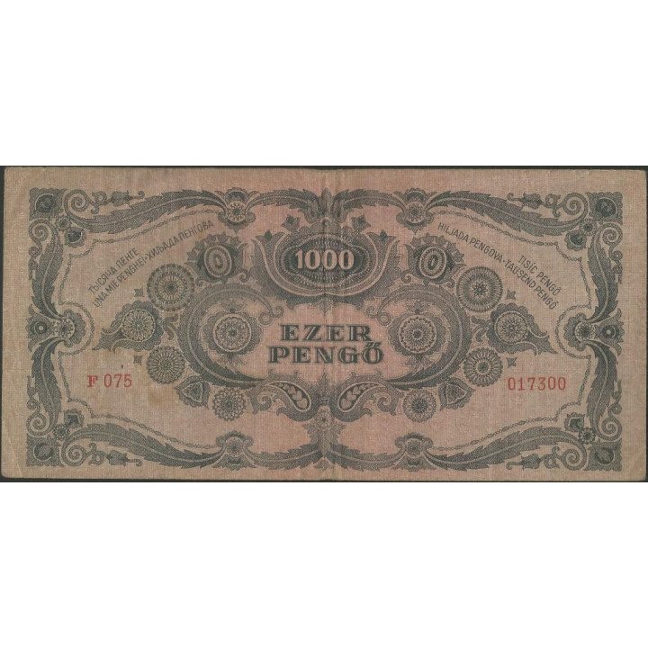 Hungria 1.000 Pengo 15 Jul 1945 P118b reverso