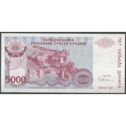 Croacia - Serbia Krajina, 5.000 Dinara 1993 PR20a