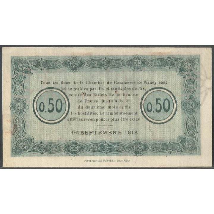 Francia - Camara de Comercio de Nancy, 50 Centimes 1 Sep 1918