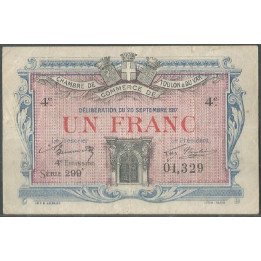 Francia - Camara de Comercio de Toulon & Duvar 1 Franc 20 Sep 1917