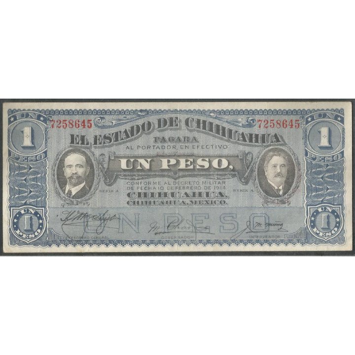 Mexico - El Estado de Chihuahua, 1 Peso 20 Abr 1915 Serie a Ps529g2