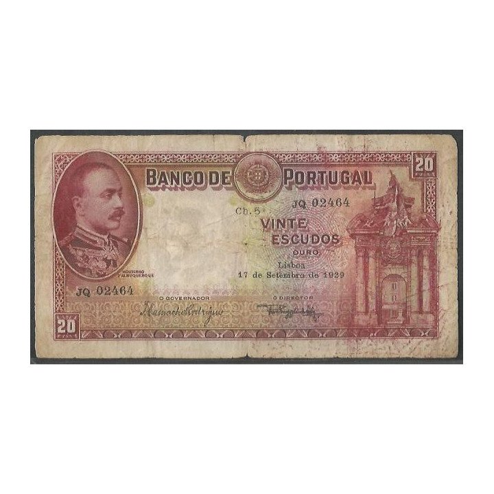 Portugal 20 Escudos 17 Sep 1929 P143