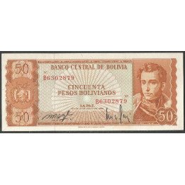 Bolivia, 50 Pesos Bolivianos L 13 Jul 1962 Serie B P162a
