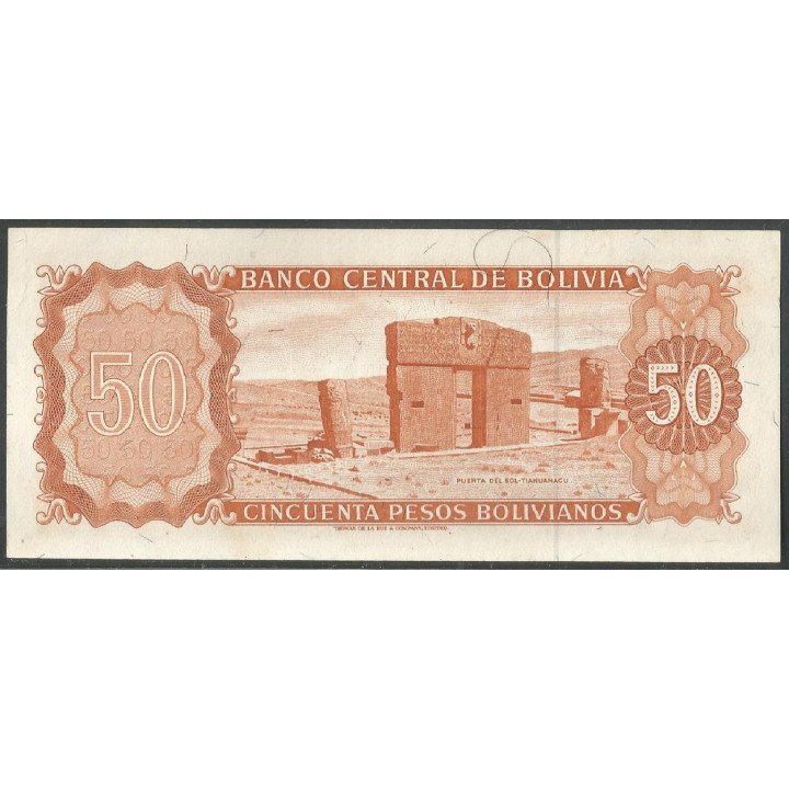 Bolivia, 50 Pesos Bolivianos L 13 Jul 1962 Serie B P162a