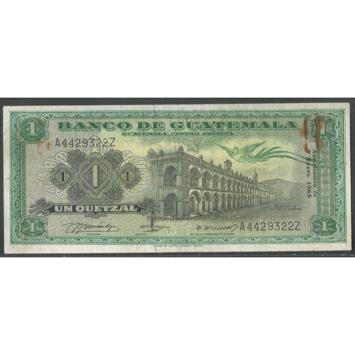 Guatemala, 1 Quetzal 3 Ene 1968 P52e