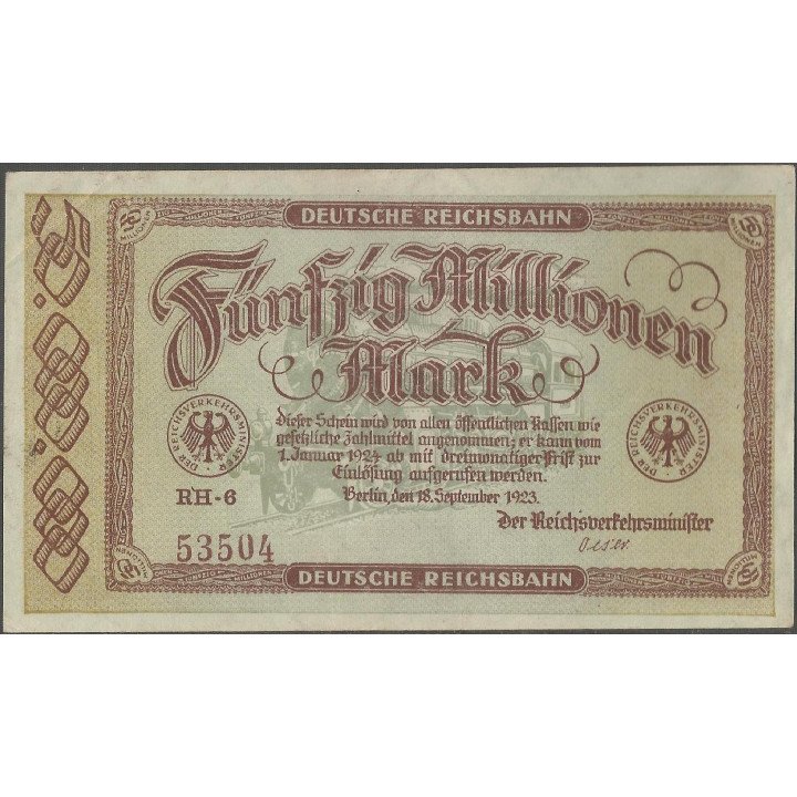 Alemania - Railroads, 50.000.000 18 Sep 1923 Ps1016(5)