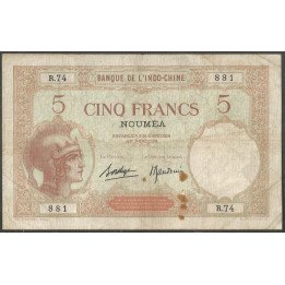 Nueva Caledonia, 5 Francs ND1926 P36b2