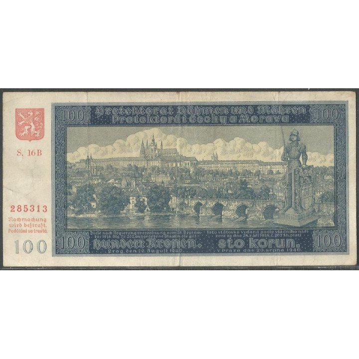 Bohemia & Moravia 100 Korun 20 Ago 1940 P6