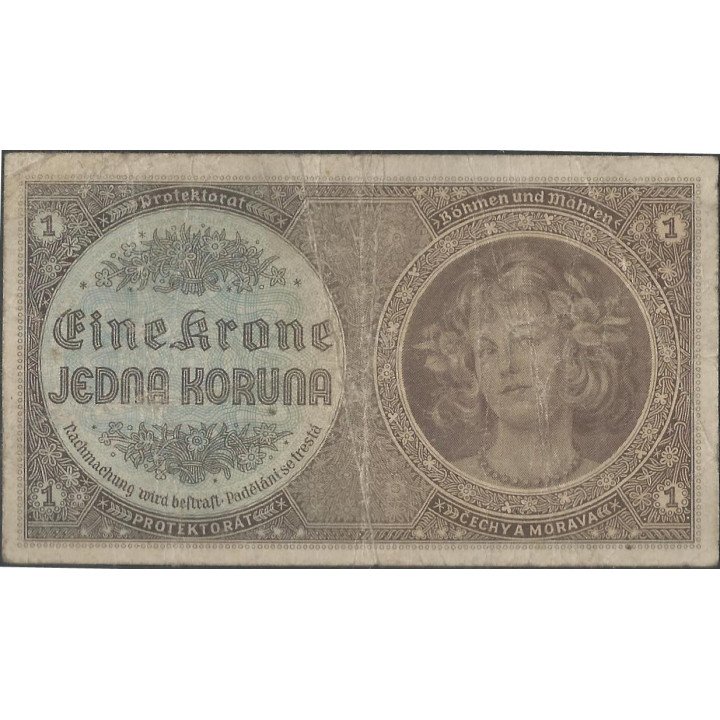Bohemia & Moravia 1 Korun ND1940 P3a