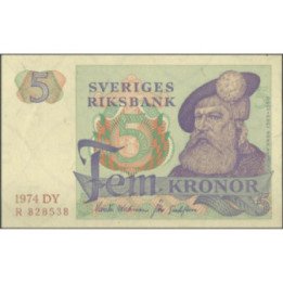 Suecia 5 Kronor 1974 P51c