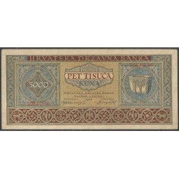 Croacia, 5.000 Kuna 1 Sep 1943 P13a
